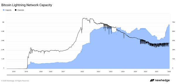 Kapazität des Bitcoin Lightning Networks. Quelle: Newhedge