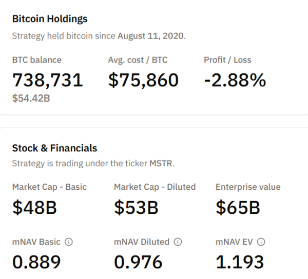 Bitcoin-Guthaben von MicroStrategy
