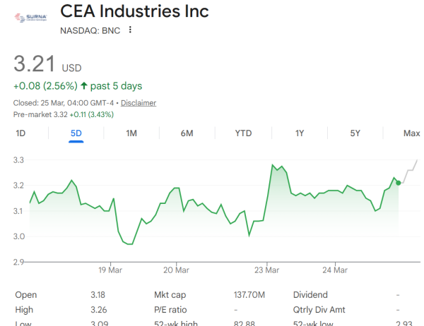 Kursdiagramm der BNC-Aktie. Quelle: Google Finance